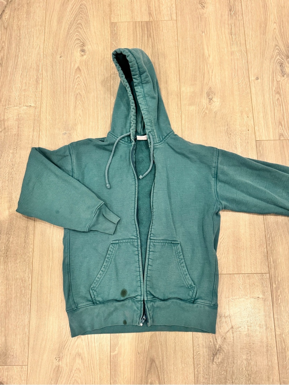 Aritzia TNA extra fleece dark green Full-Zip Hooded Sweatshirt and pant set